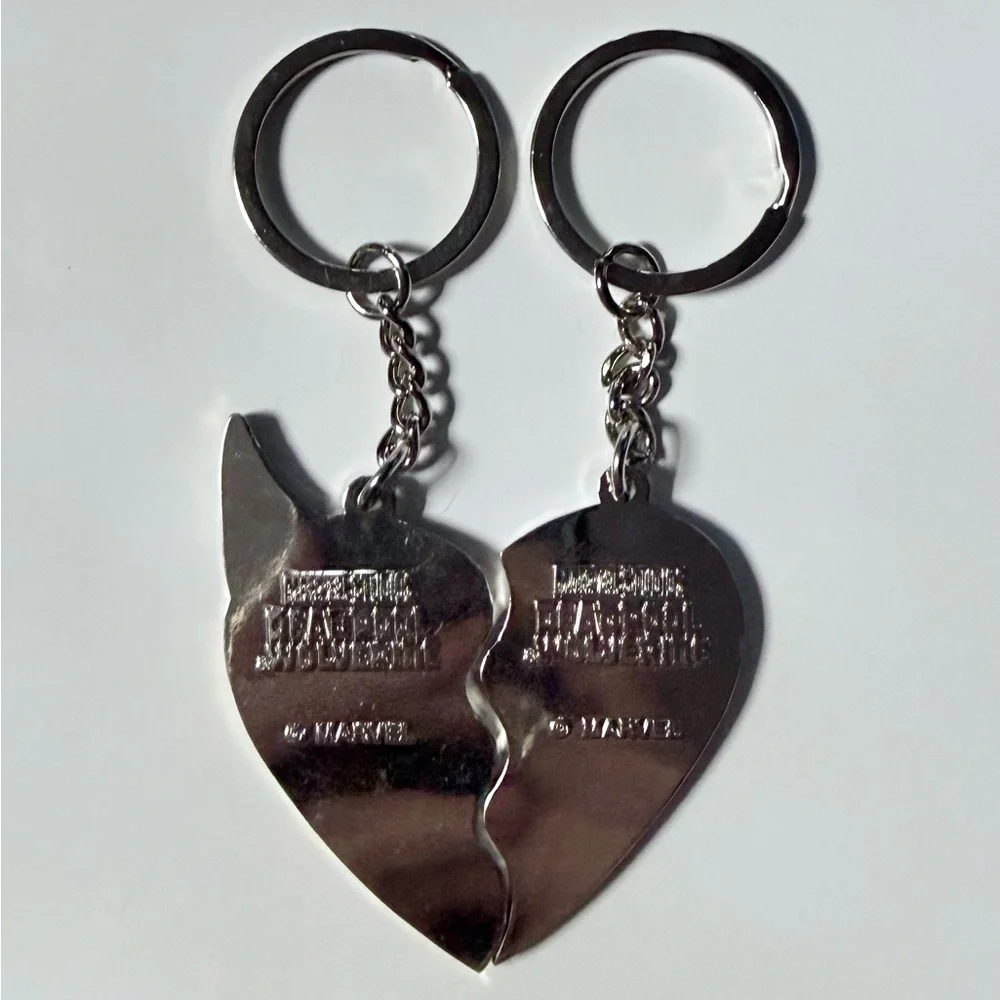 Deadpool and Wolverine Red and Yellow Heart Best Friends Keychain Set NWOT